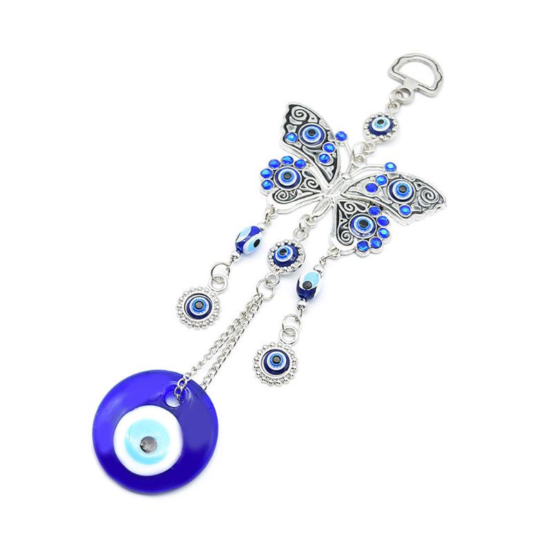 Siy Ornamen Gantung Model Evil Eye Biru Dengan Butterfly Untuk Dekorasi Mobil