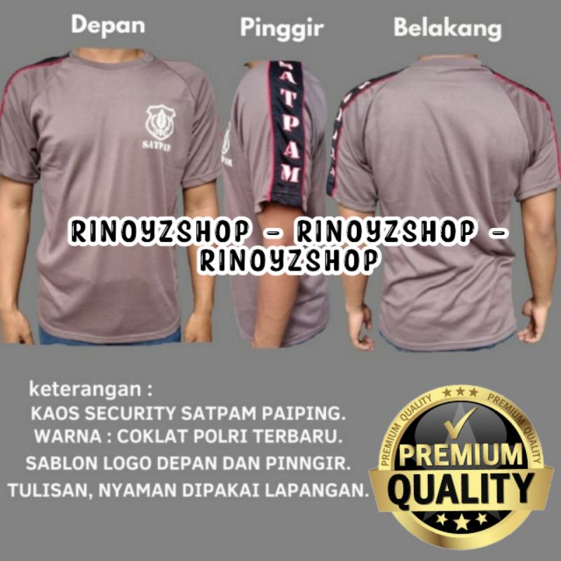 Ready Baju Kaos Security Coklat Paiping