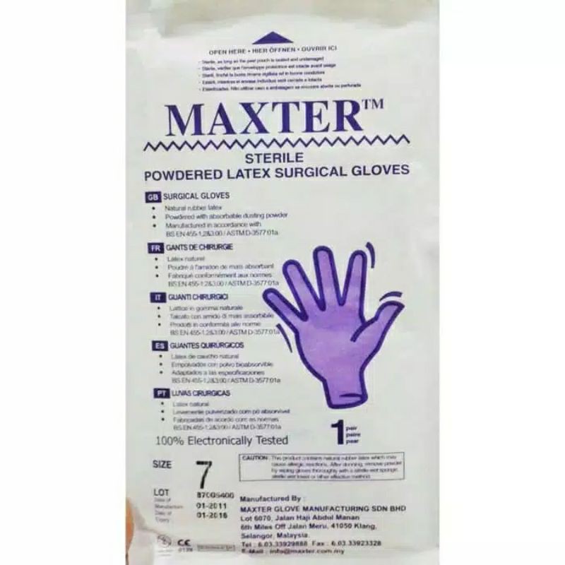 SARUNG TANGAN STERIL MAXTER UK.7.5