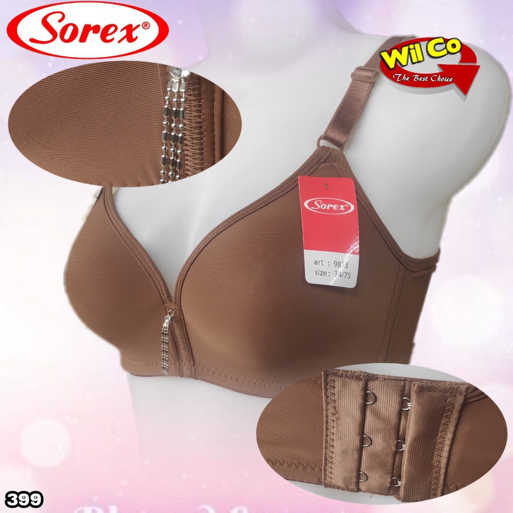 K399 - BRA/BH WANITA SOREX SILKY SOFT BUSA TANPA KAWAT CUP C SIZE 34 - 40 TIGA PENGAIT