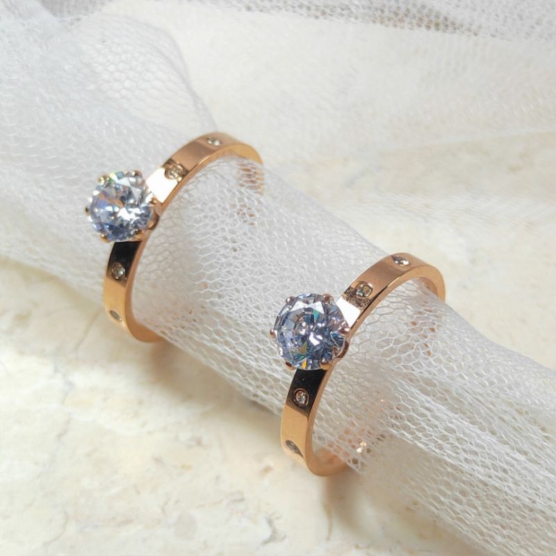 Cincin Permata Titanium-Cincin Korea Batu Permata