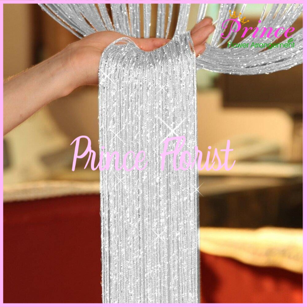 COD TIRAI BENANG GLITER DEKORASI UKURAN 3 X 3 M -  DEKORASI/RUMBAI/GROSIR/IMPORT/HIASAN/DEKORAN/BACK