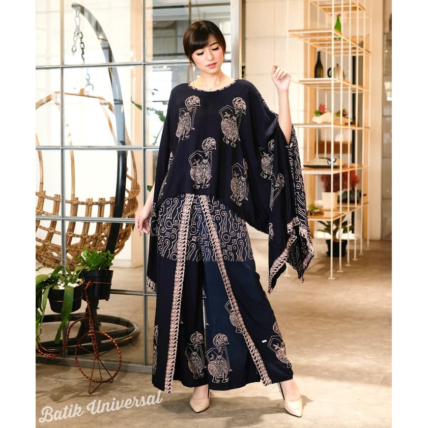 Promo Setelan Blouse Tunik Batik dan Celana Kulot Batik Cap Wayang Sogan - A - SETELAN Murah