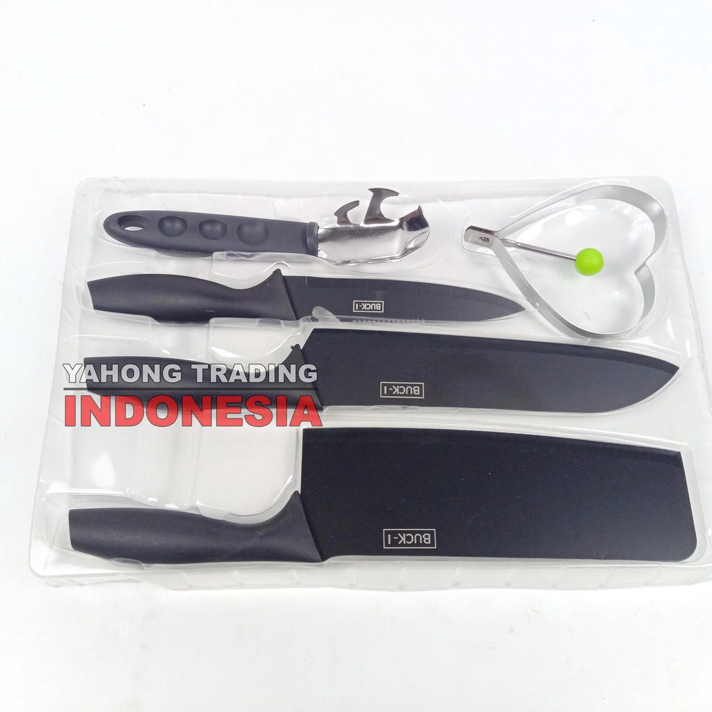 Pisau Dapur Lengkap 5pcs Kitchen Knife Set Buck-I 5 pcs in 1