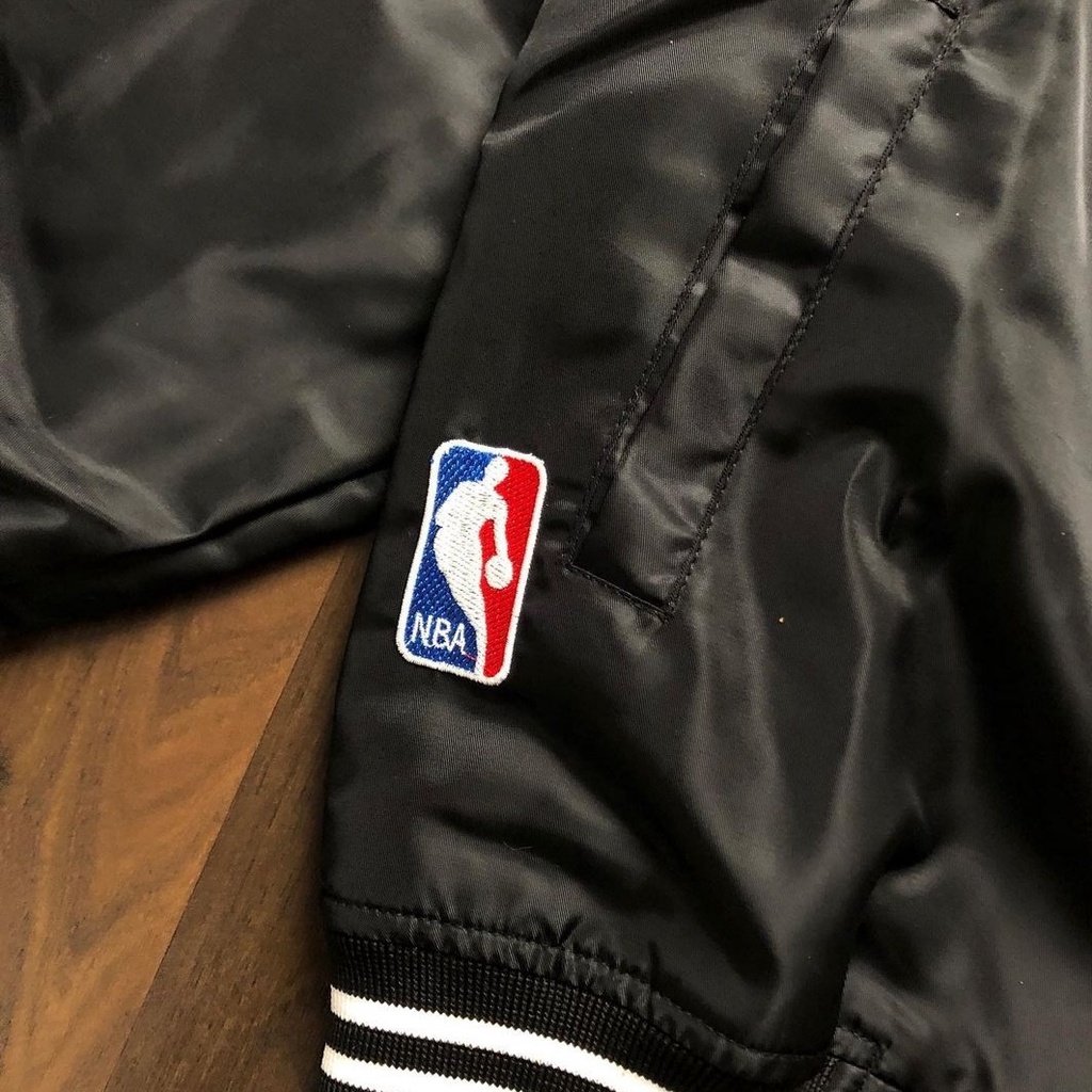 Jaket Varsity NBA Black Chicago New Original Full Bordir