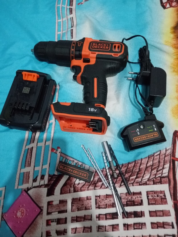 Cordless Black Decker Bdchd18k Bor Baterai 18v