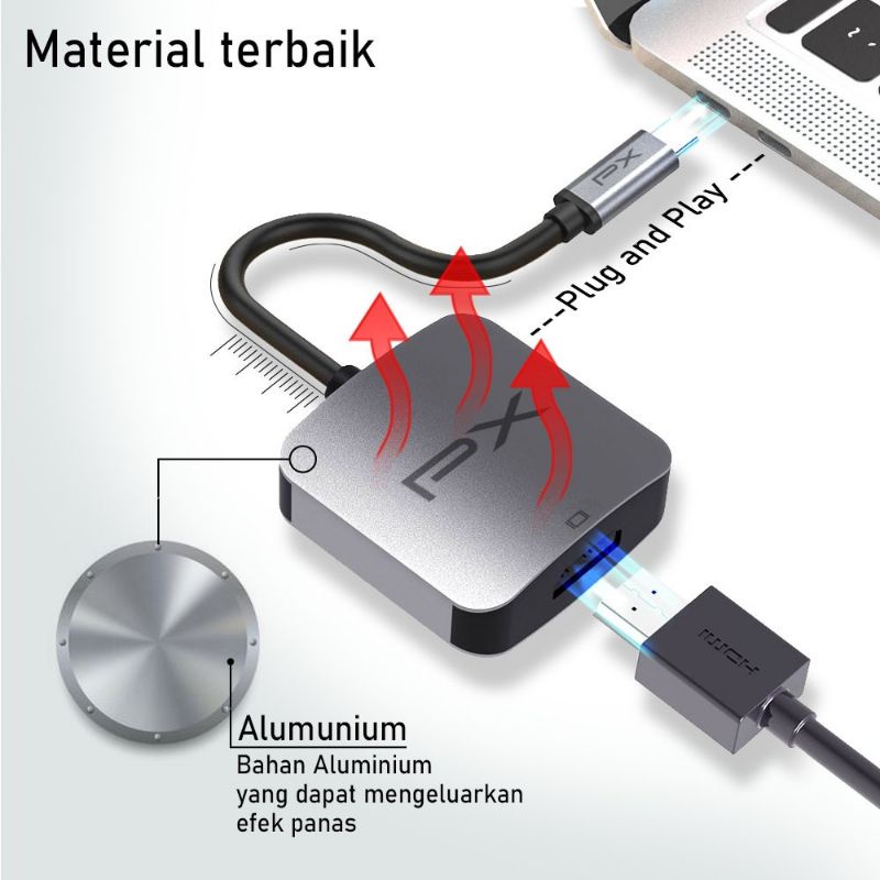 USB 3.1 TYPE C to HDMI 4K UHD For Ipad Smartphone Converter Adapter PX UCH1H