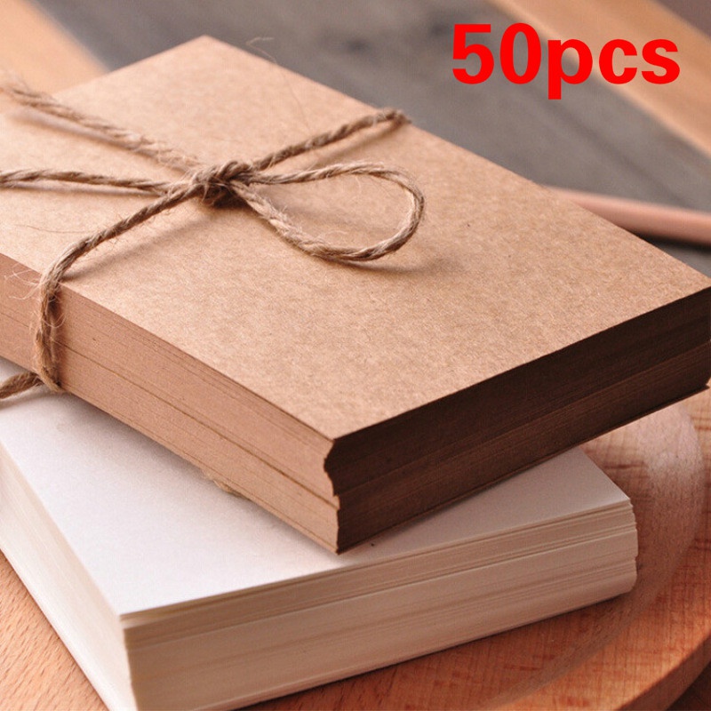 50pcs Diy Blank Greeting Cards Gift Postcard Holiday Party School Office Stationery Supplies