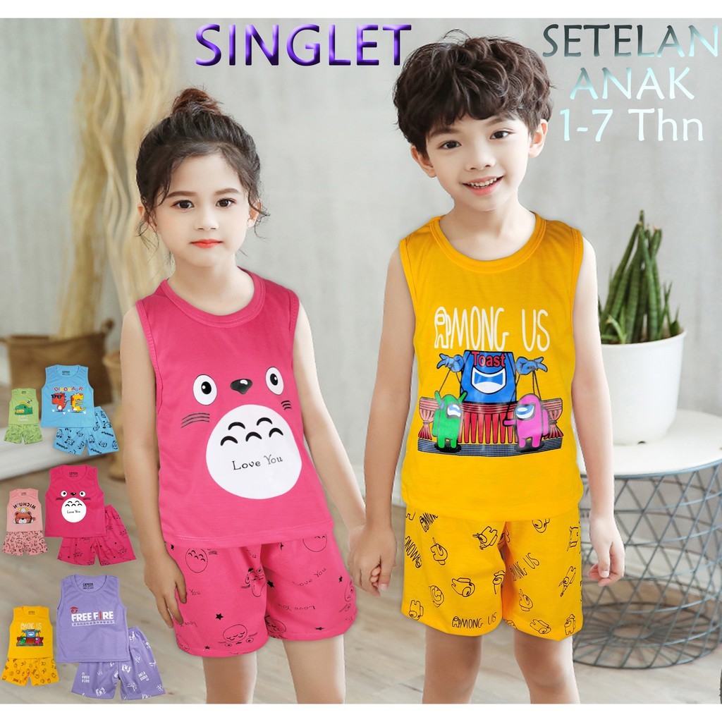 SETELAN SINGLET BAYI DAN ANAK PEREMPUAN 0-7 TAHUN