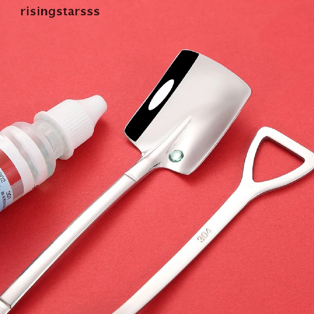 Rsid 2Pcs Sendok Teh / Es Krim / Kopi / Dessert Bentuk Sekop Untuk Hadiah