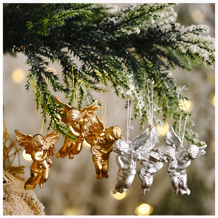 [Christmas Products]6Pcs/Set Christmas Angel Doll Wings Xmas Tree Hanging Ornament Party Decoration