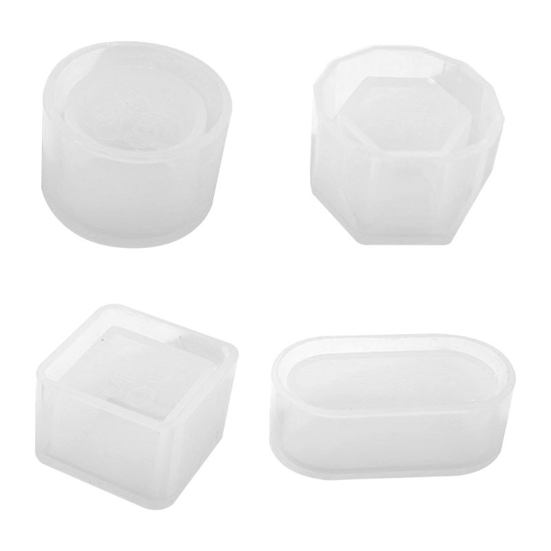 Siy 4pcs / Set Cetakan Pot Bunga Resin Uv Handmade Diy Bentuk Segi Enam Bahan Silikon