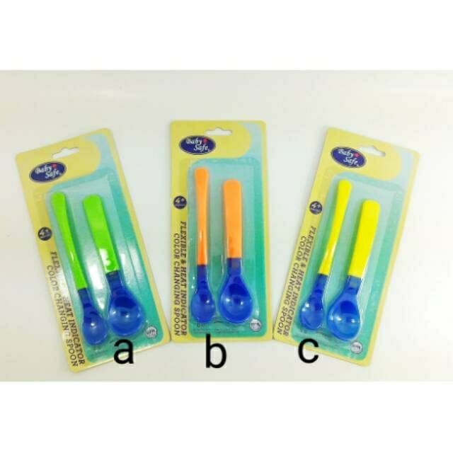 Baby safe flexible and heat indicator spoon set sendok makan bayi isi 2