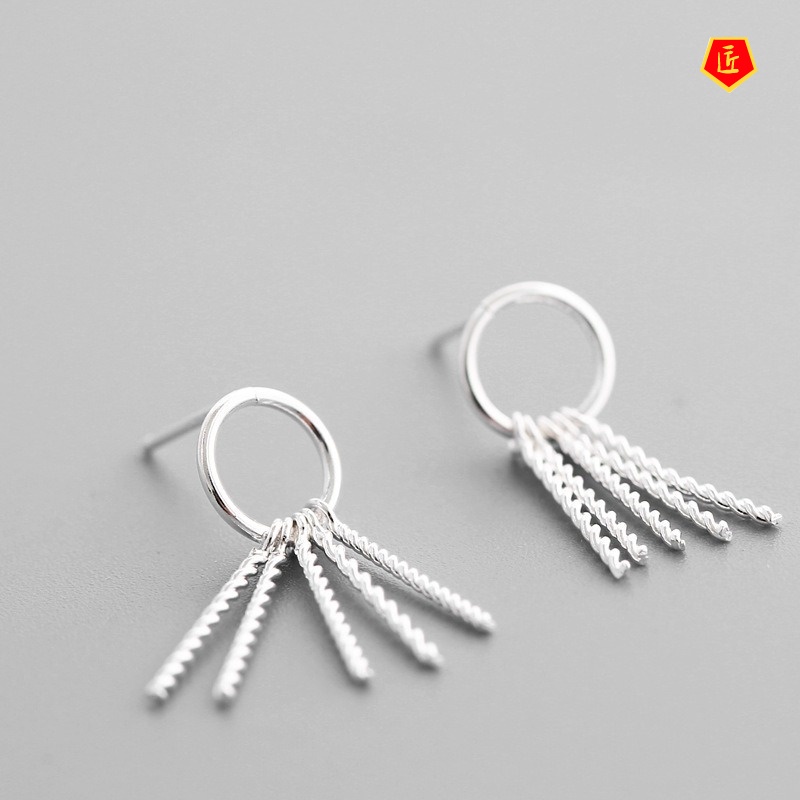 [Ready Stock]Circle Tassel Long Earrings Temperament Personality