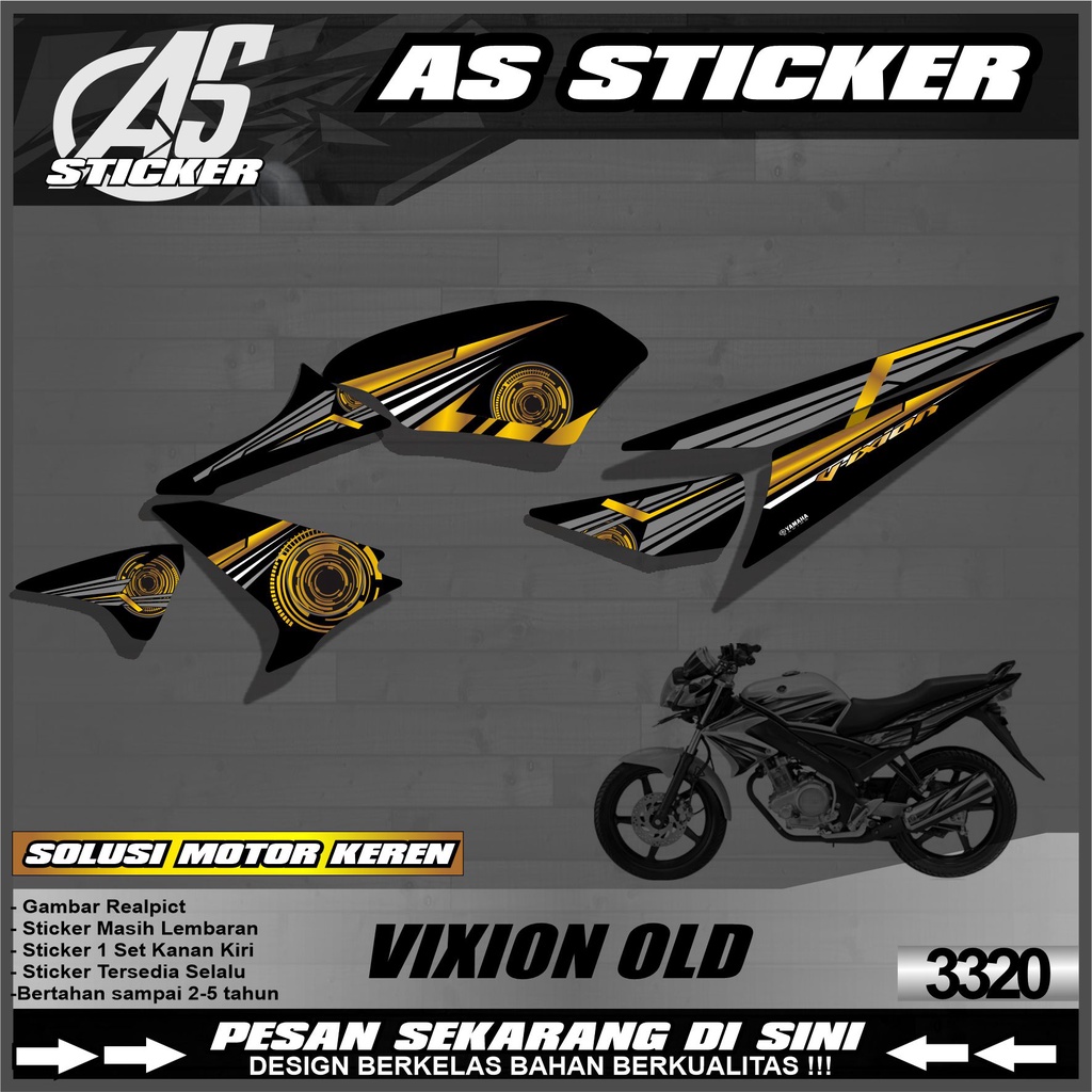3320 Sticker Striping VIXION OLD /LAMA List Variasi desain grafis gold emas Semi Full