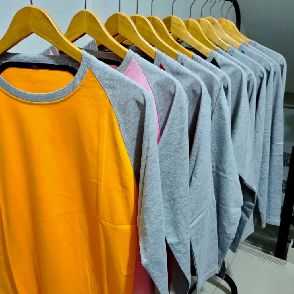 Kaos polos - Kaos reglan warna kombinasi lengan 34 misty