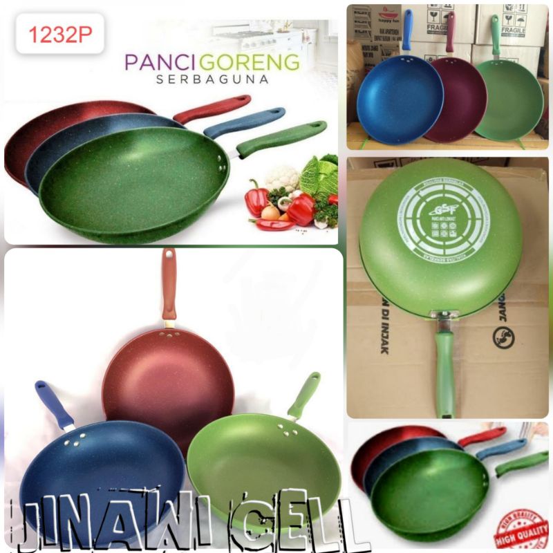 PANCI GORENG SERBAGUNA G1232 WAJAN GAGANG ENAMEL WARNA GSF