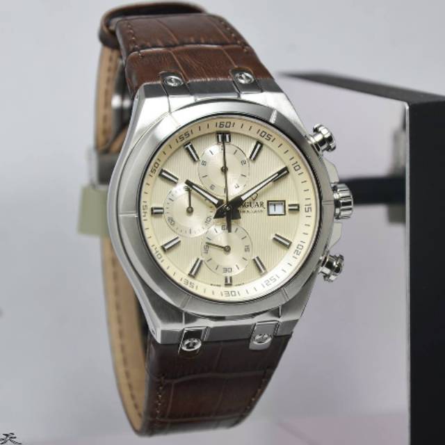 Jam Tangan Pria Jaguar J667 Silver Leather Kulit Original Swiss Made