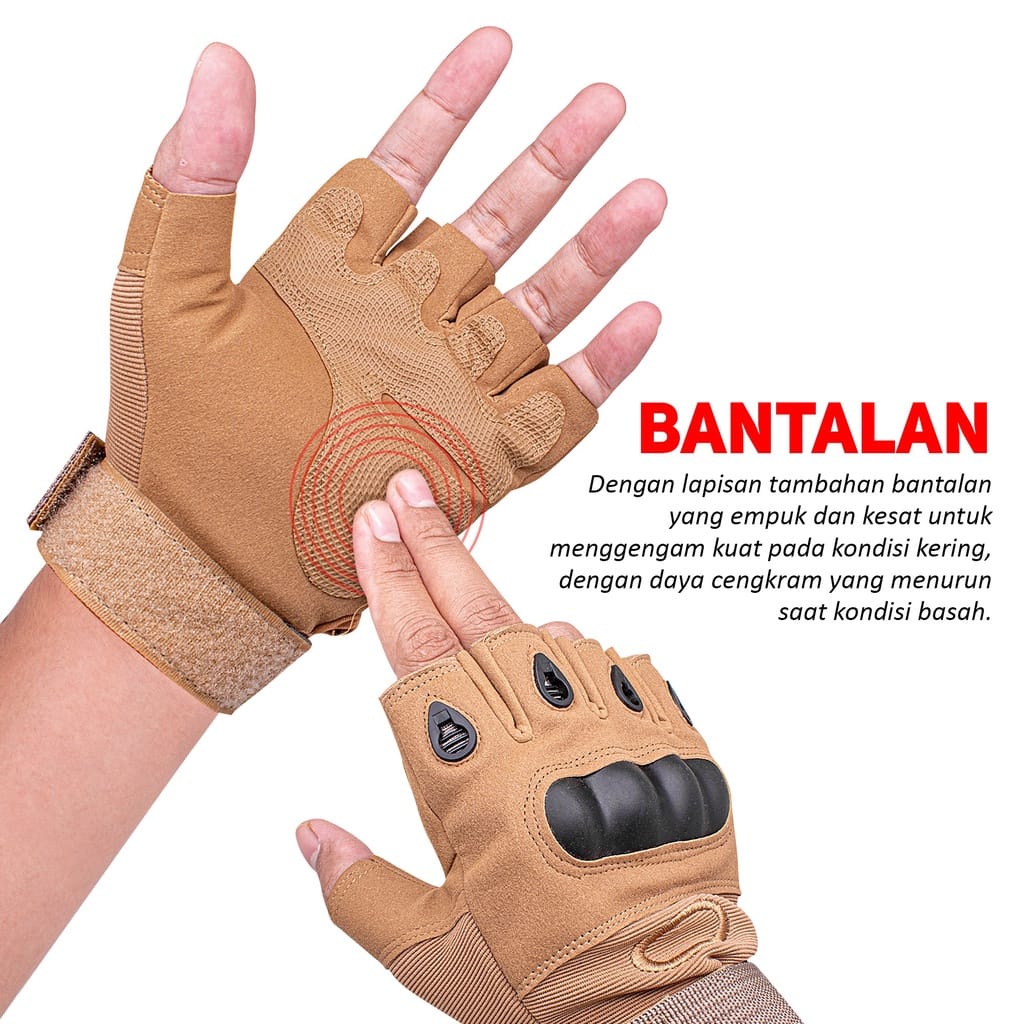 SARUNG TANGAN PRIA SEPEDA MOTOR AKSESORIS PENGENDARA PELINDUNG TANGAN GLOVES HALF FINGER OUTDOOR MODEL BATOK