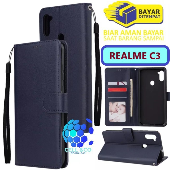 Flip cover REALME C3 Flip case buka tutup kesing hp casing hp flip case leather wallet