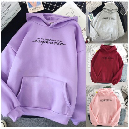 Sweater Wanita Hoodie EUPHORIA Kantung Depan
