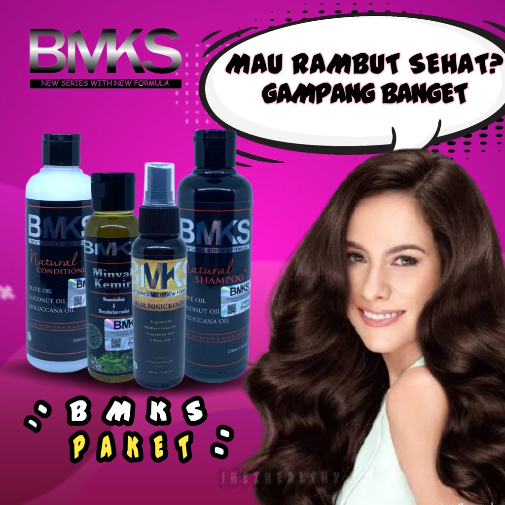 BMKS PAKET PERAWATAN RAMBUT ISI 4Pcs VITAMIN RAMBUT KERING PENUMBUH RAMBUT KERATIN HAIR TREATMENT / SHAMPOO / CONDITIONER / TONIC / MINYAK KEMIRI