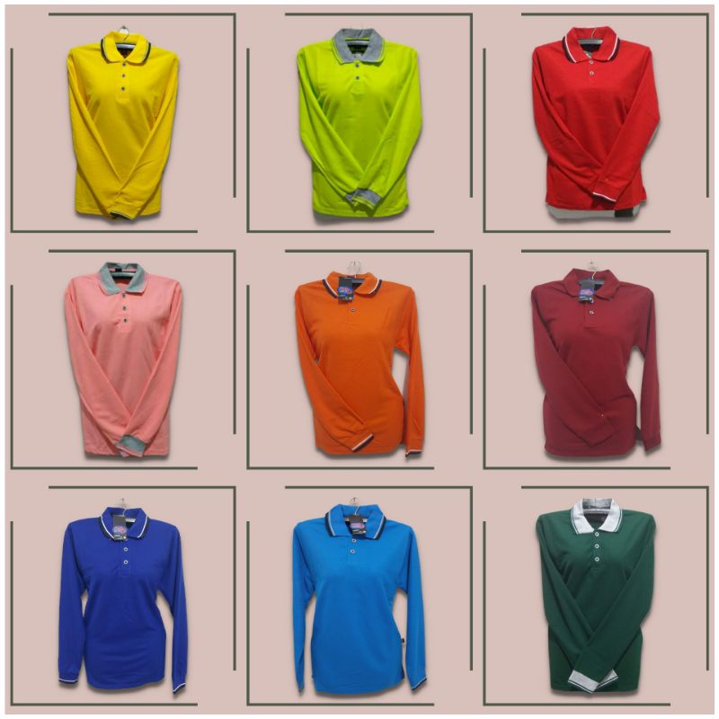 baju kaos polos berkerah lengan panjang seragam pria/wanita