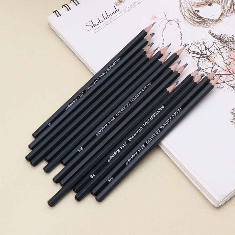 Sun 14pcs Pensil Sketsa 12B 10B 8B 7B 6B 5B 4B 3B 2B 1h 2H 4H 6H