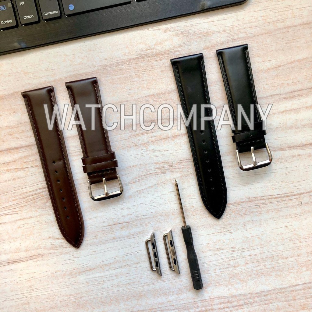 Strap Leather Kulit Apple Watch IWO 44mm 42mm 38mm 40mm Samsung Garmin 22mm Tali jam tangan pria wan