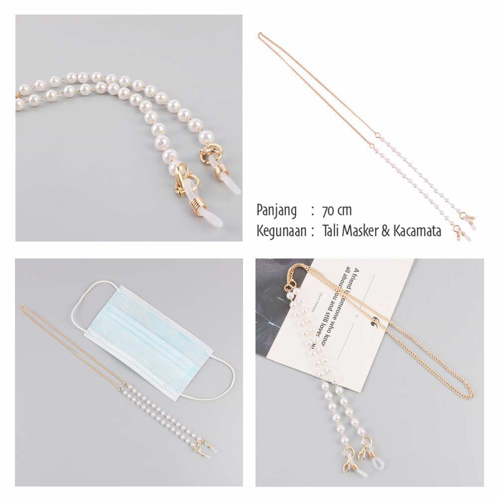 Tali Strap Earhook Kacamata &amp; Masker Wanita - Mutiara - Penahan Anti Jatuh - RANTAI TL-8024 ( Group )