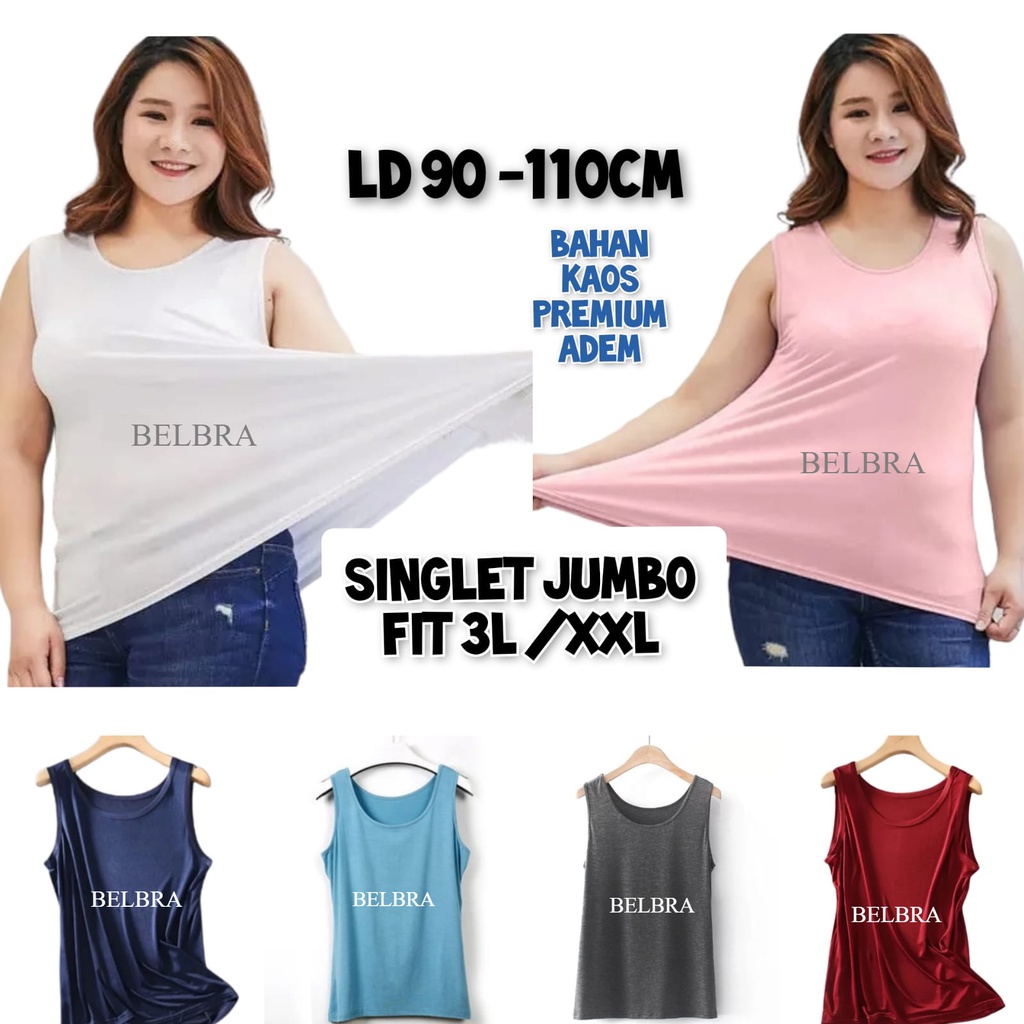 Jumbo 3L Singlet TankTop Tali Lebar Wanita Viorano/ Tank Top Tali Lebar Big Size XXL Tengtop