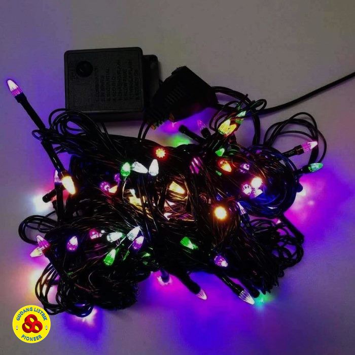 Lampu Natal LED Warna Warni Kabel Hitam LED Tumblr RGB + Sambungan