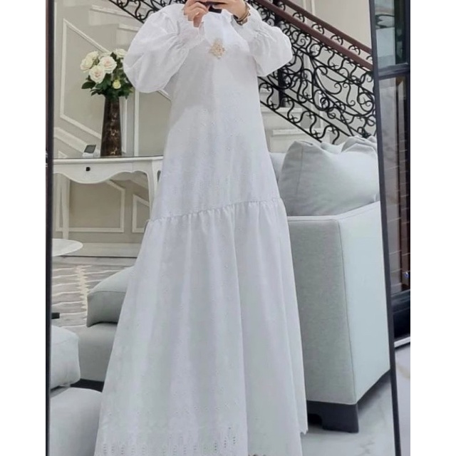 Gamis katun bordir / brukat exclusive ori By Edness Kayla