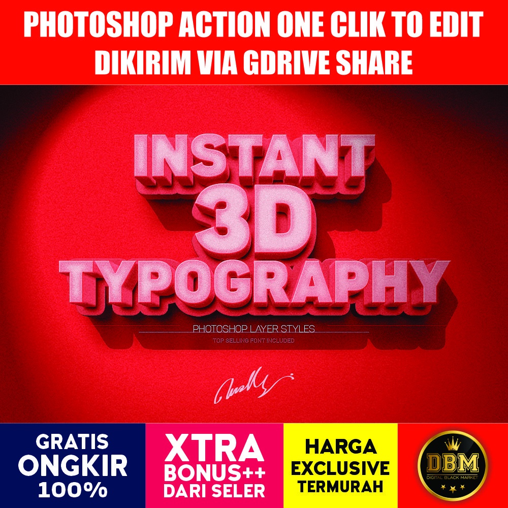 Instant 3D Typography Photoshop Action