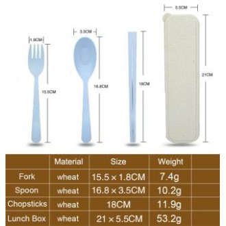 ☛TK☚ Sendok 3 in1 Cutlery Dinnerware Set Wheat Straw Bahan Plastik Paket Travel R190