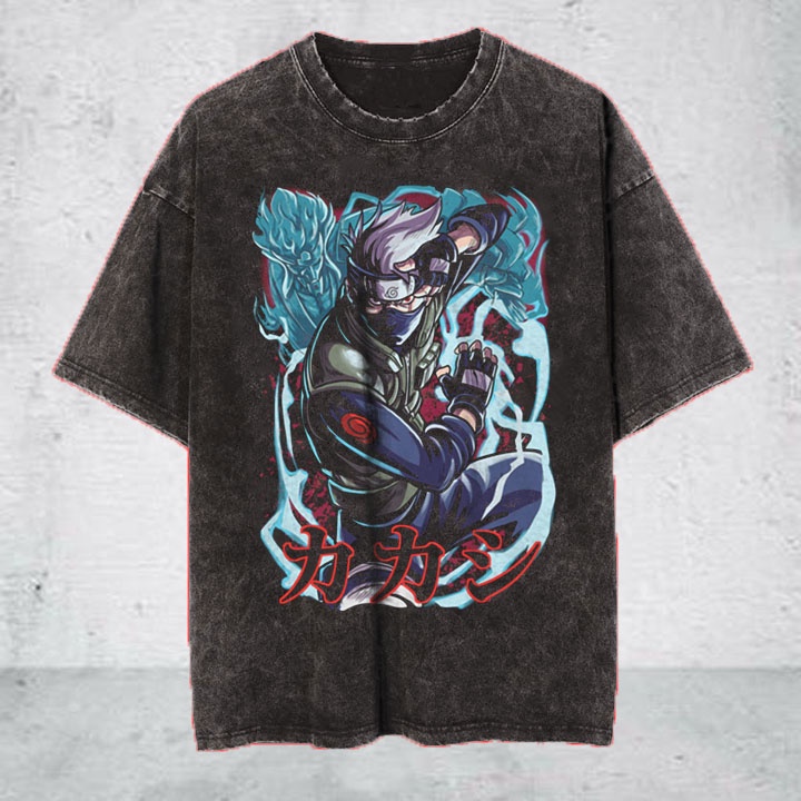 KAKASHI ANIME MANGA VINTAGE WASH TSHIRT | KAOS ANIME VINTAGE