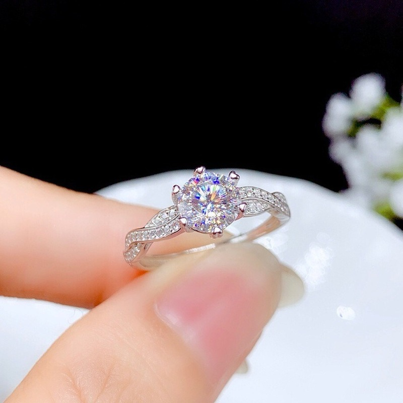 Perak 925 Asli Berlian Kristal Cincin Untuk Wanita Fashion Perhiasan Aksesoris Berlian Imitasi Silver Rings