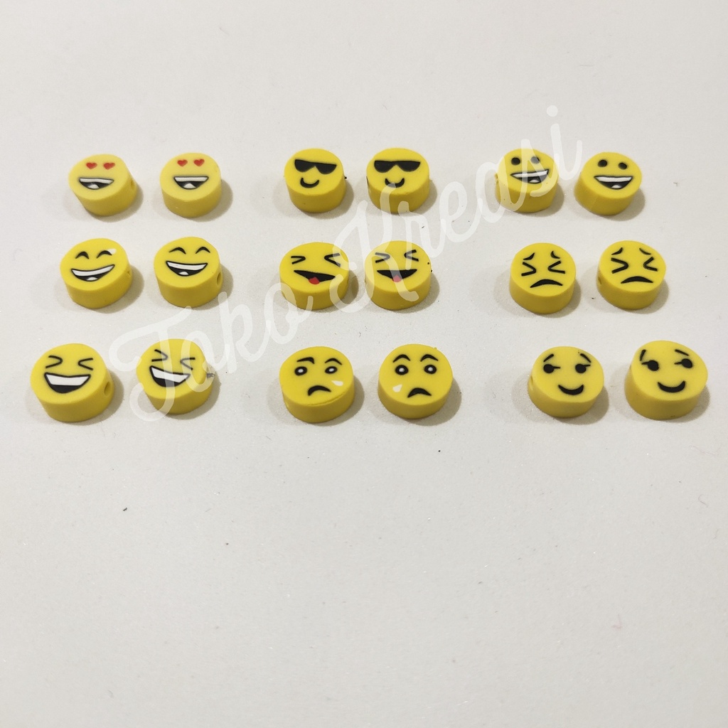 Clay Polymer mini Bros  motif EMO SMILE uk 9mm - 12 mm per pcs