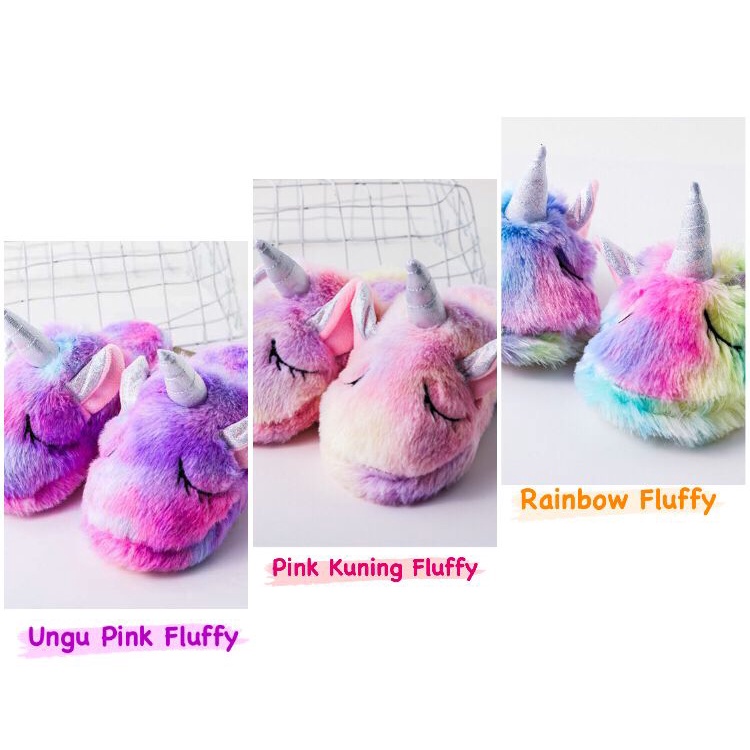 SANDAL RUMAH UNICORN KUDA PONY SEPATU RUMAH ANAK RAINBOW