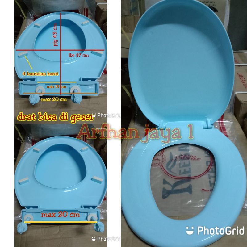 TUTUP CLOSET DUDUK UNIVERSAL MODEL TOTO INA WARNA BIRU MUDA