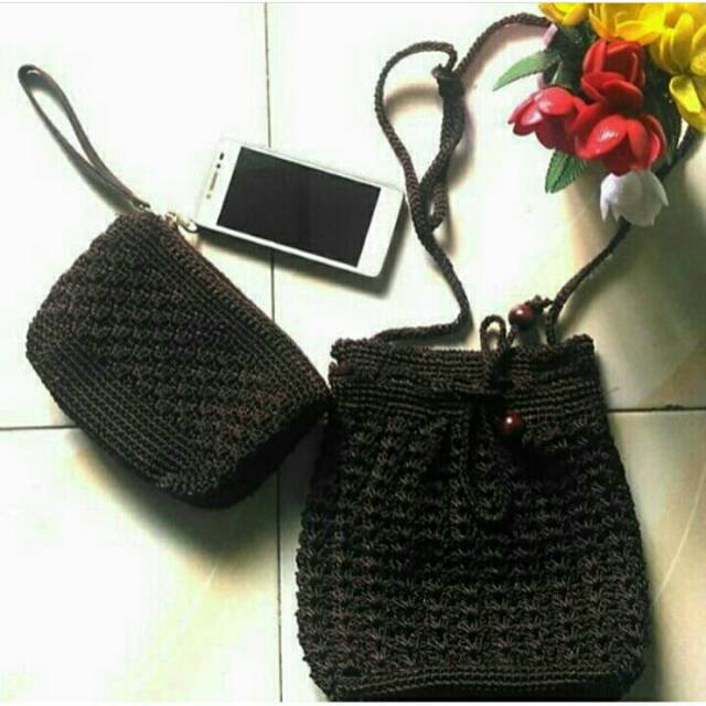Set tas rajut dan dompet