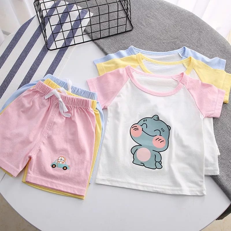 BEFAST - ZTL OOTD Setelan Anak Perempuan SHANIA / Set anak saklilo / Setelan Anak-Anak Perempuan / Set Atasan Kaos Lengan pendek+Celana Pendek / Oneset Motif Gambar / Fashion Anak Santai Rumahan / Terbaru 2022