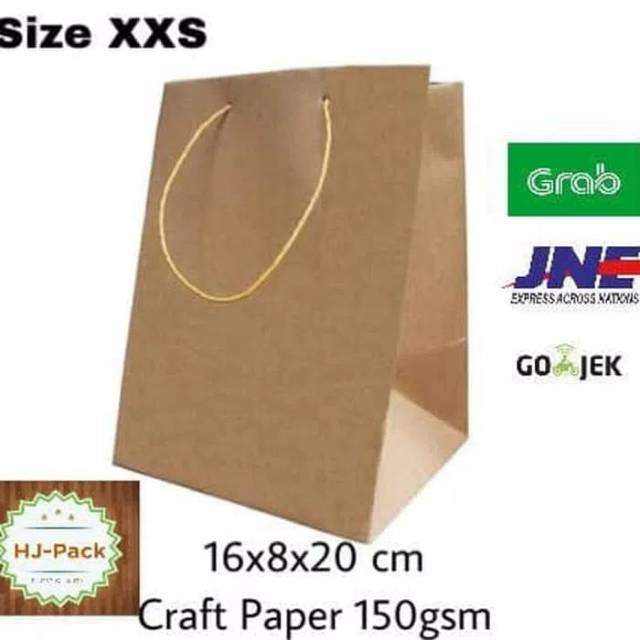 

paperbag/ paper bag/ tas kertas/ goodie bag size XXS kecil 16x8x20