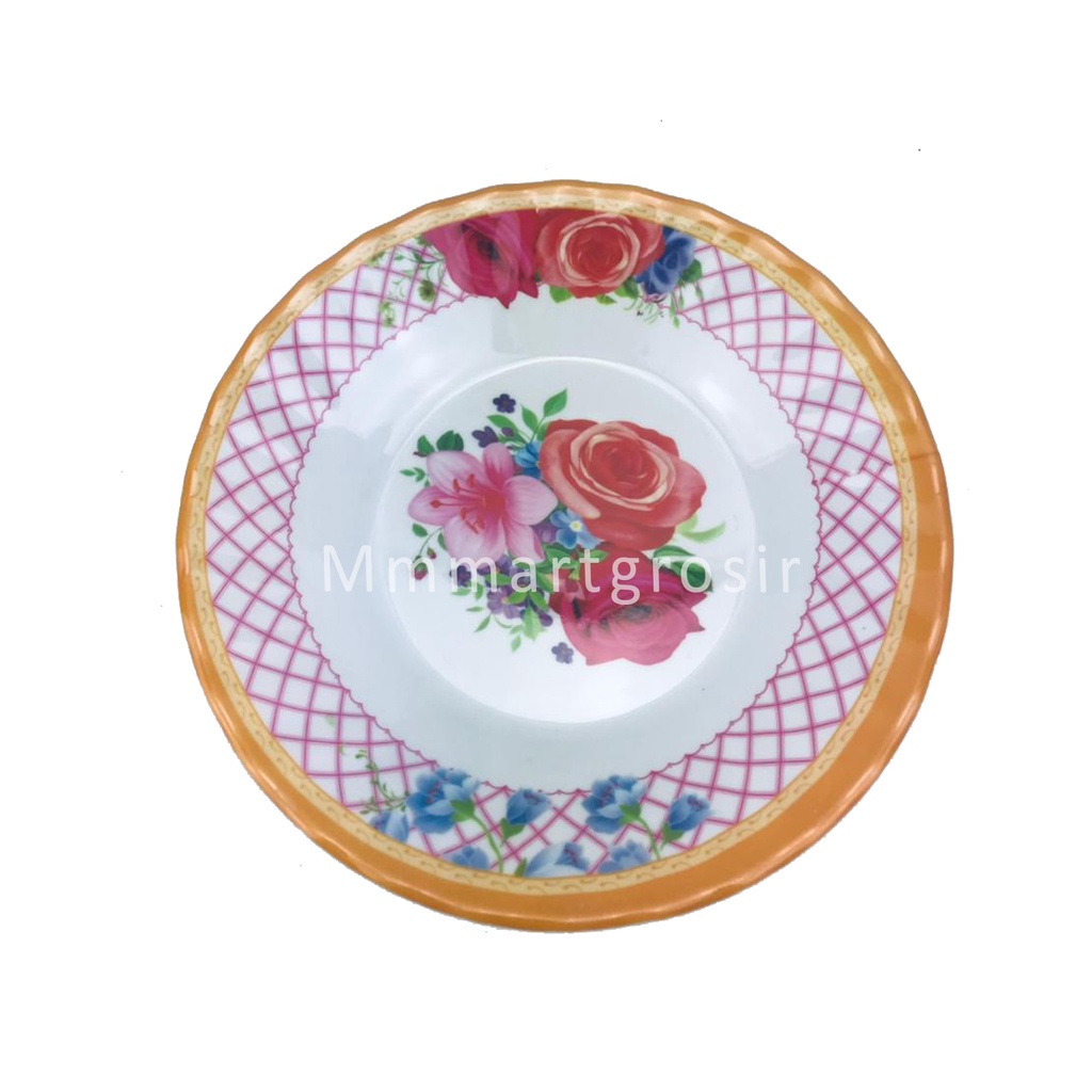 Piring Melamine / Piring Hugi / Piring Motif Bunga / Uk.23cm