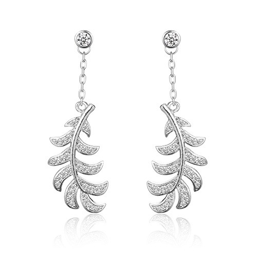 LRC Anting Tusuk Fashion White Leaf Pendant Decorated Pure Color Earrings