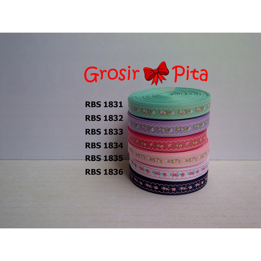 

(25 yard) Pita Grosgrain Motif Bunga RBS 1831,1832,1833,1834,1835,1836 | Toko Bahan Craft | Grosir Pita