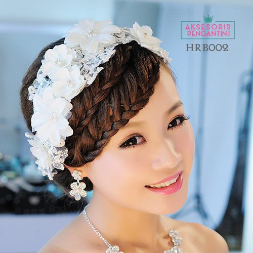 [STOK TERBATAS] HAIRPIECE AKSESORIS WEDDING HEADPIECE PENGANTIN TIARA PUTIH HRB002