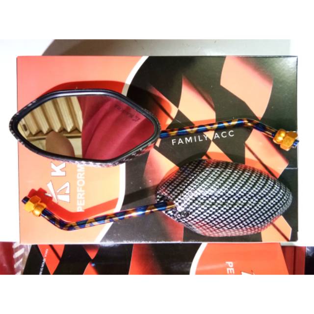 Spion Standar Beat Carbon Blue X - Spion Std Beat Carbon Tangkai Blue X For Motor Honda &amp; Yamaha