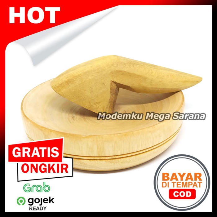 Cobek Kayu Cowek + Ulekan Munthu Kayu - 17 cm