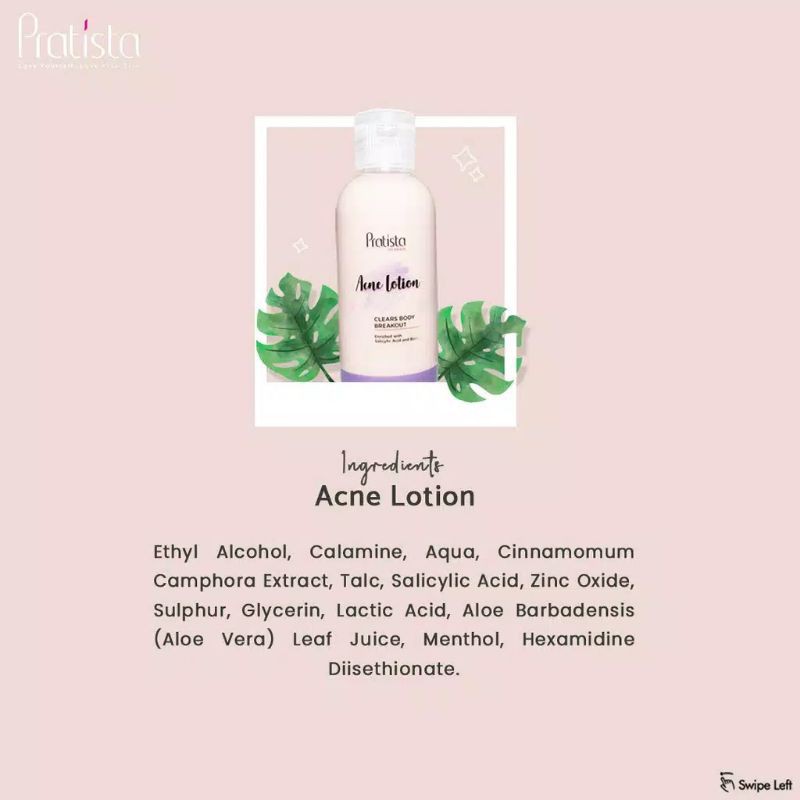 Body lotion obat jerawat punggung dan dada Pratista Acne Lotion